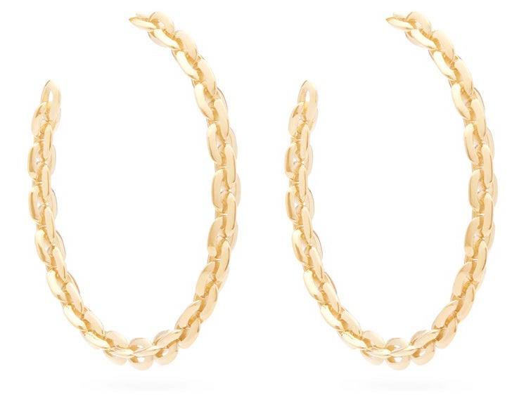 Lizzie Mandler 18ct Gold  Knife Edge Large Hoop Earrings, $3,850