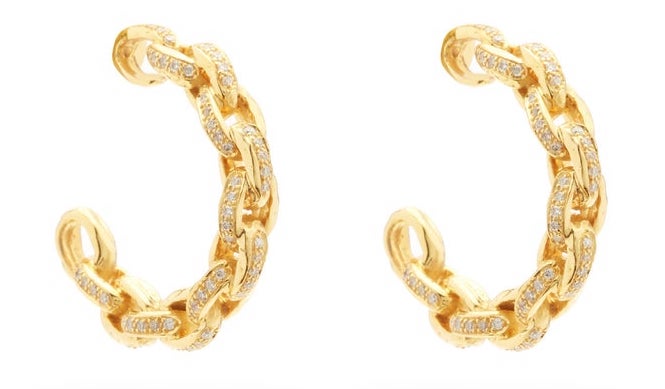 Patcharavipa Diamond and Gold Chain Hoop Earrings, $4,794