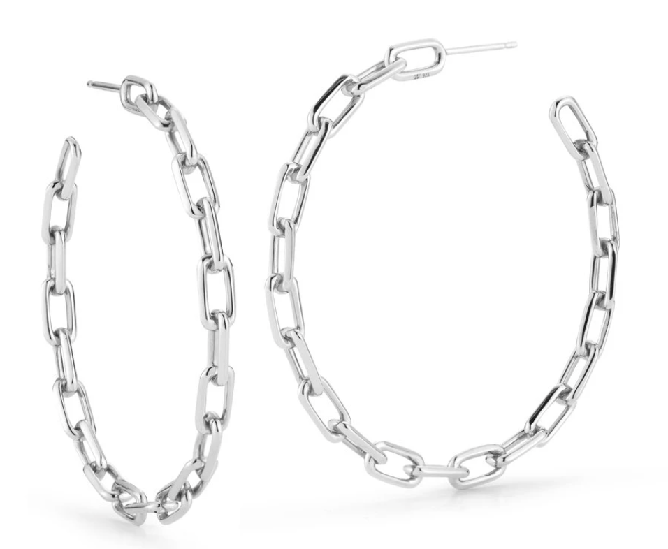 Walters Faith Sterling Silver Saxon 2" Chain Link Hoop Earrings, $400