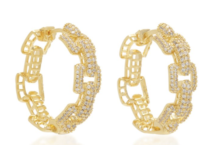 Fallon Gold-Tone and Crystal Hoop Earrings, $165