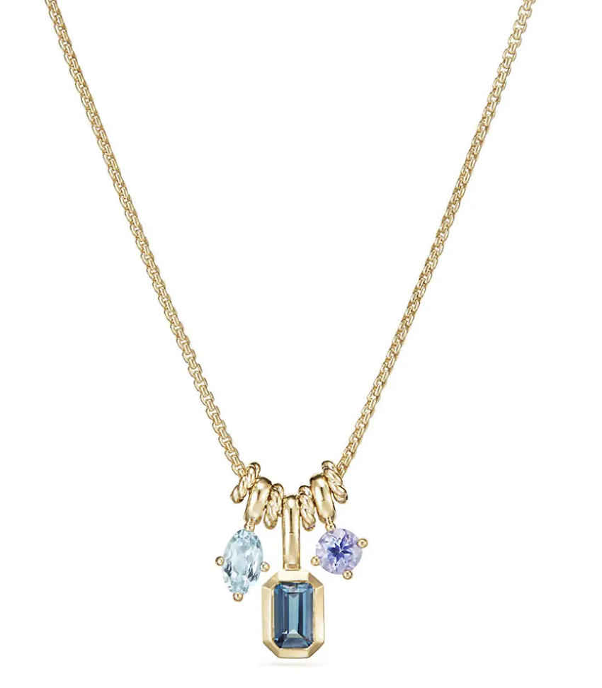David Yurman Novella Pendant Necklace with Blue Topaz, Aquamarine, & Tanzanite, £1,240